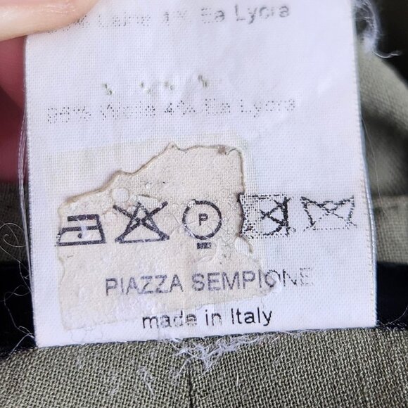 Piazza Sempione Pants Womens 26 Olive Wide Leg Mid Rise Wool Blend Made in Italy - Picture 12 of 12